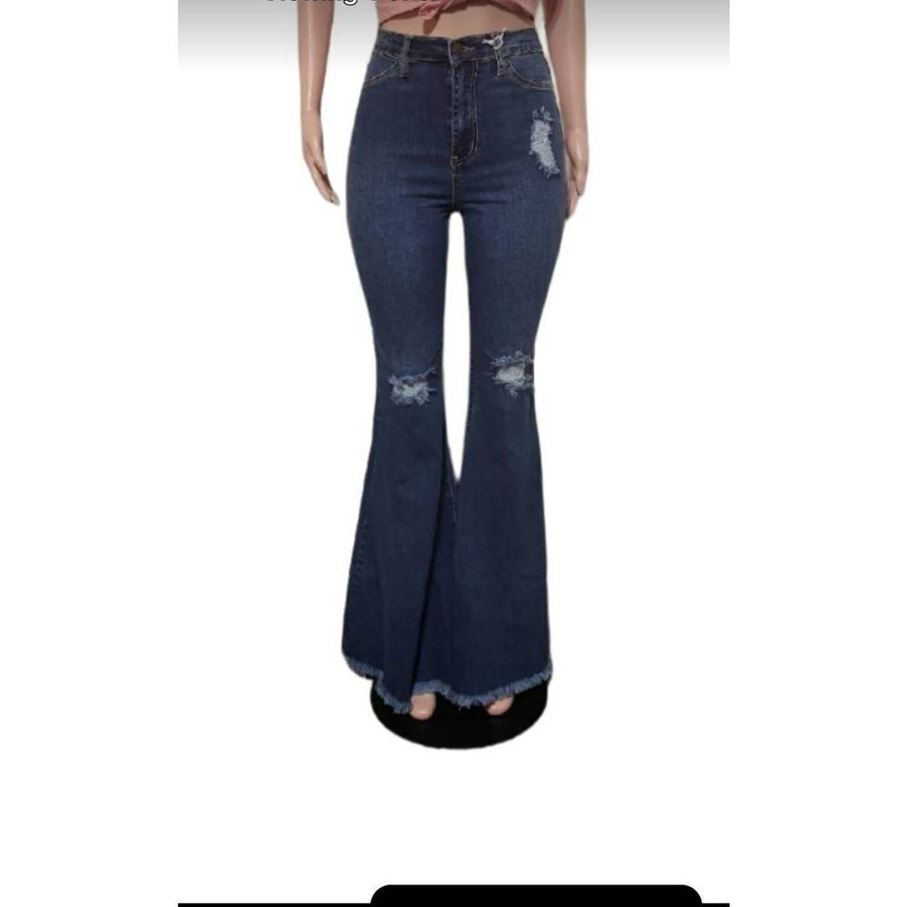 Hammer jeans women high rise distress raw hem flare pants S, M,L